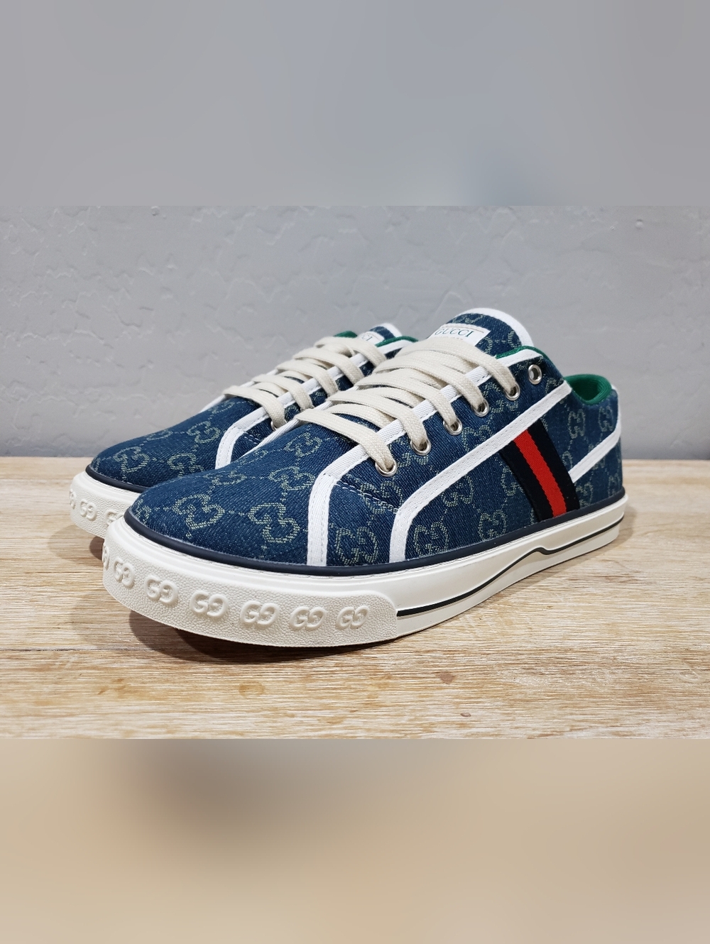 NWOB! GUCCI Men's Tennis 1977 GG Canvas Sneaker (45IT | 12) Blue/White